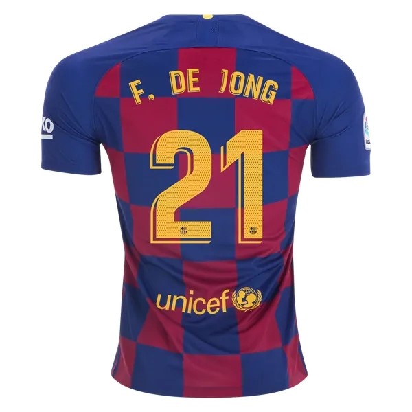 Camiseta Barcelona NO.21 De Jong Replica Primera Ropa 2019/20 Azul Rojo